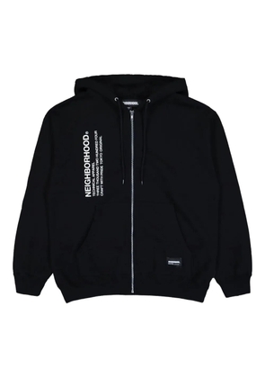 Neighborhood zip-front logo-print hoodie - Black