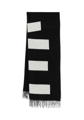 Études Studio stripe-pattern fringed scarf - Black