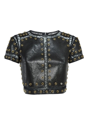 alice + olivia leather top - Black
