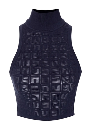 Elisabetta Franchi logo mesh top - Black