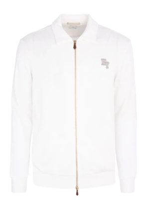 Eleventy zip-up collared shirt jacket - White