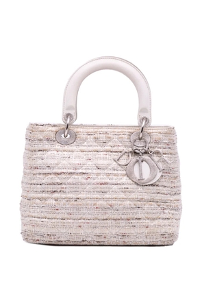 Christian Dior Pre-Owned 2010 Medium Tweed Cannage Lady Dior satchel - White