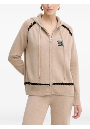 ERMANNO FIRENZE zip-up logo-appliqué hoodie - Neutrals