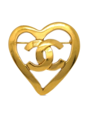 CHANEL Pre-Owned 1995 CC heart brooch - Gold