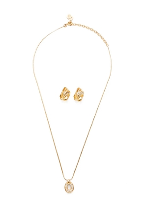 Christian Dior Pre-Owned rhinestone-embellished clip-on earrings set - Gold