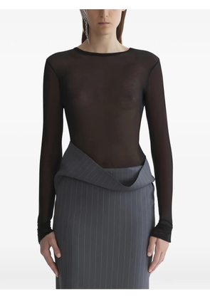 Mugler long-sleeved sheer top - Black