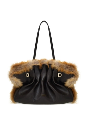 Ferragamo medium Soft calfskin-trimmed shoulder bag - Brown