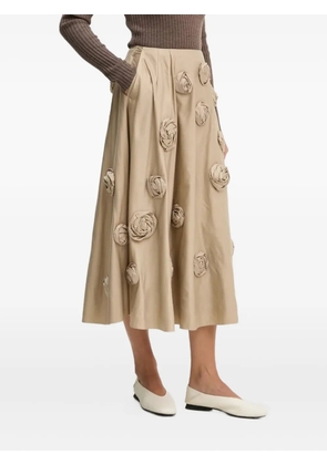HERSKIND William Blooming floral-appliqué midi skirt - Neutrals