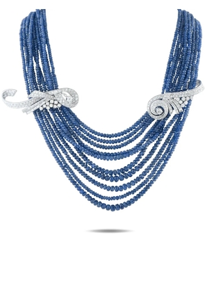 LB Exclusive 18K white gold diamond and sapphire necklace - Blue