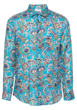 ETRO floral-print linen shirt - Blue