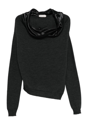 Alberta Ferretti satin-trimmed wool sweater - Grey