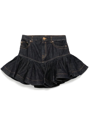 ZIMMERMANN crush denim frill mini skirt - Blue