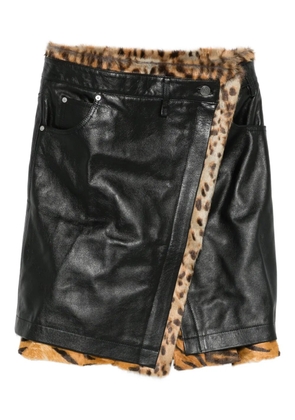 Martine Rose fur-trim wrap skirt - Black