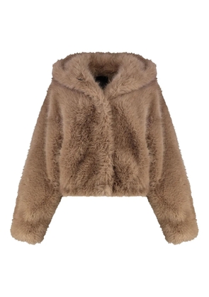 BB Couture hooded faux-fur jacket - Brown