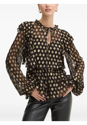 NEVER FULLY DRESSED geometric-print ruffled blouse - Black