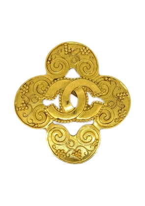 CHANEL Pre-Owned 1996 CC Flower brooch - Gold