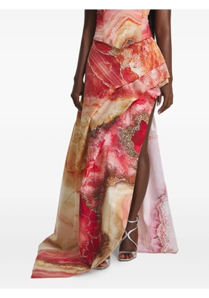 IRINA VOINEA printed asymmetrical maxi skirt - Pink