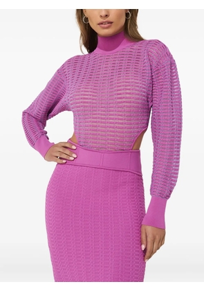 Hervé Léger roll-neck cut-out mini dress - Purple