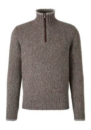 Fedeli half-zip ribbed organic-cotton sweater - Brown