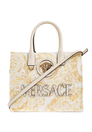 Versace small La Medusa printed canvas tote bag - White