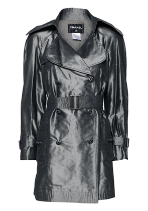 CHANEL Pre-Owned 2008 double-breasted silk trench coat - Grey