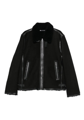 Paul Smith shearling-trim leather coat - Black