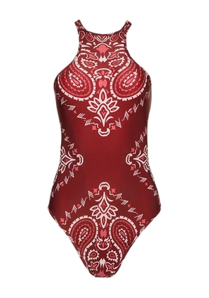 The Attico bandana-print halterneck swimsuit - Red