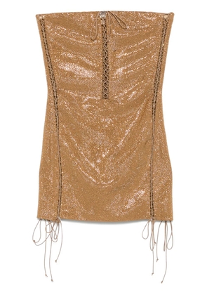Giuseppe Di Morabito crystal-embellishment criss-cross mini dress - Brown