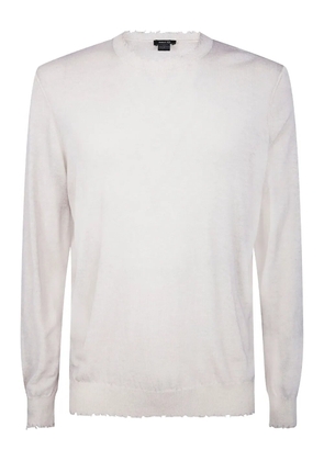 Avant Toi frayed-edge sweater - White