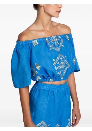 GREEK ARCHAIC KORI strapless embroidered blouse - Blue