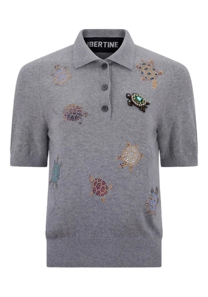 Libertine embellished turtle polo shirt - Grey