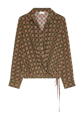 DRIES VAN NOTEN printed wrap shirt - Green