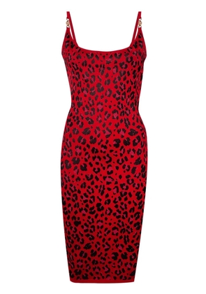 Versace leopard lurex midi dress - Red