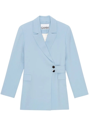 GANNI twill belted blazer - Blue