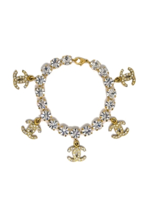 CHANEL Pre-Owned 1995 crystal-embellished CC-logo bracelet - Gold