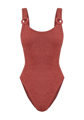 Hunza G Domino ring crinkled-effect swimsuit - Red