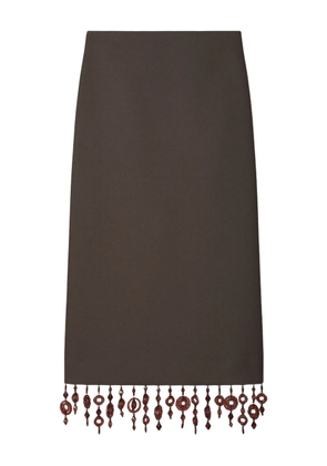 Tory Burch embellished crepe midi skirt - Brown