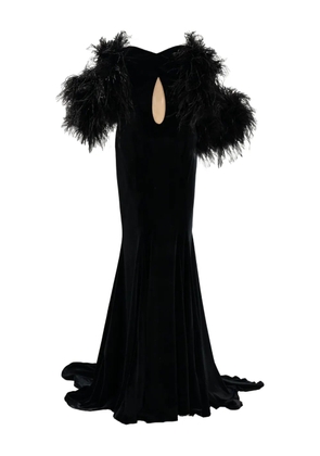 Ana Radu feather-embellishment cut-out maxi dress - Black