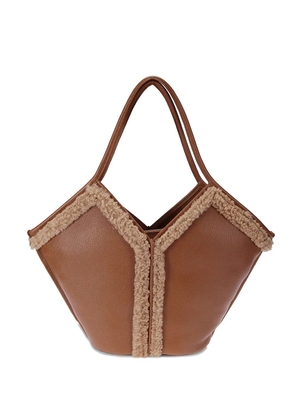 Hereu shearling-trimmed leather tote bag - Brown