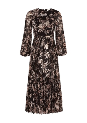 ZIMMERMANN floral-print pleated midi dress - Black