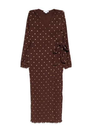 NEVER FULLY DRESSED Plisse wrap dress - Brown