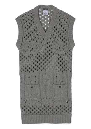 CHANEL Pre-Owned 2006 open-knit sleeveless minidress - Grey