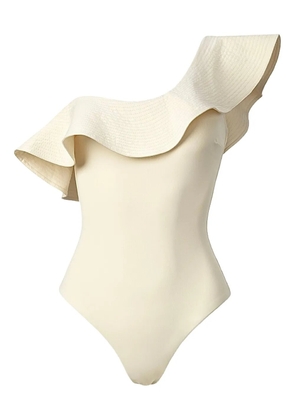 SOFIA ERHAN Grace ruffled one-shoulder swimsuit - White