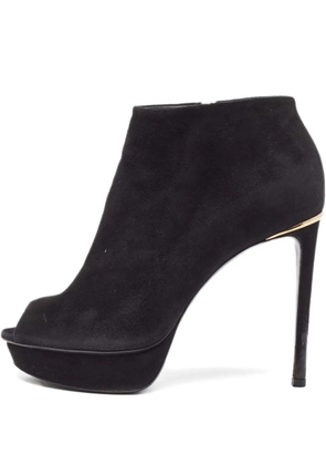 Louis Vuitton Pre-Owned 120mm suede platform peep-toe ankle boots - Black