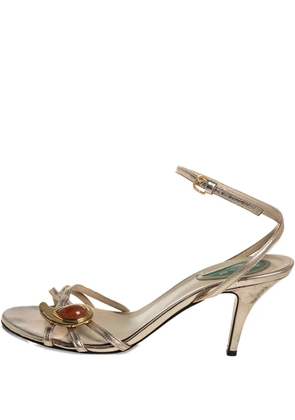 Etro Pre-Owned 80mm paisley-plaque leather sandals - Gold