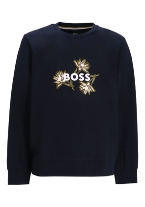 BOSS floral-embroidered sweatshirt - Blue