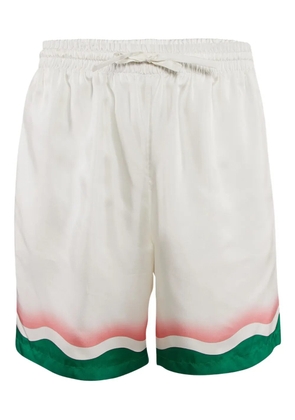 Casablanca pre-owned Le Jeu de Ping Pong diagonal-striped swim shorts - White