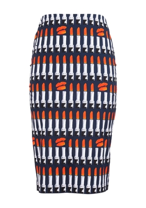 Samantha Sung Chloe lipstick-print pencil skirt - Blue