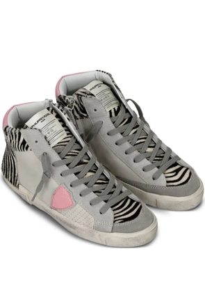 Philippe Model Paris zebra-print leather high-top trainers - Grey