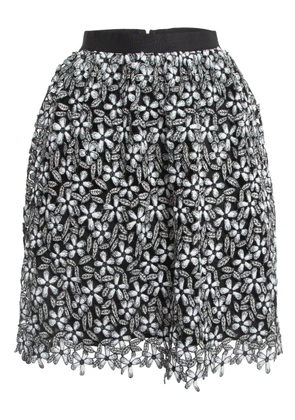 Self-Portrait pre-owned floral-embroidered skirt - Black